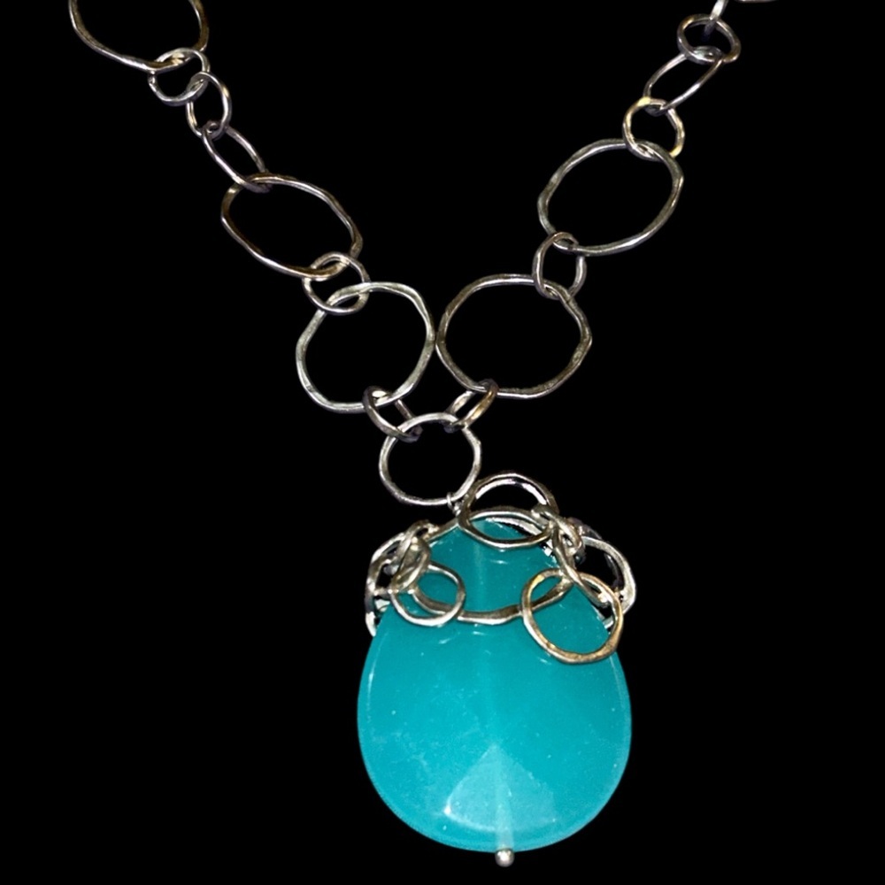 LIA SOPHIA "SHORE LINE" NECKLACE - TURQUOISE-TEARDROP - Picture 2 of 4